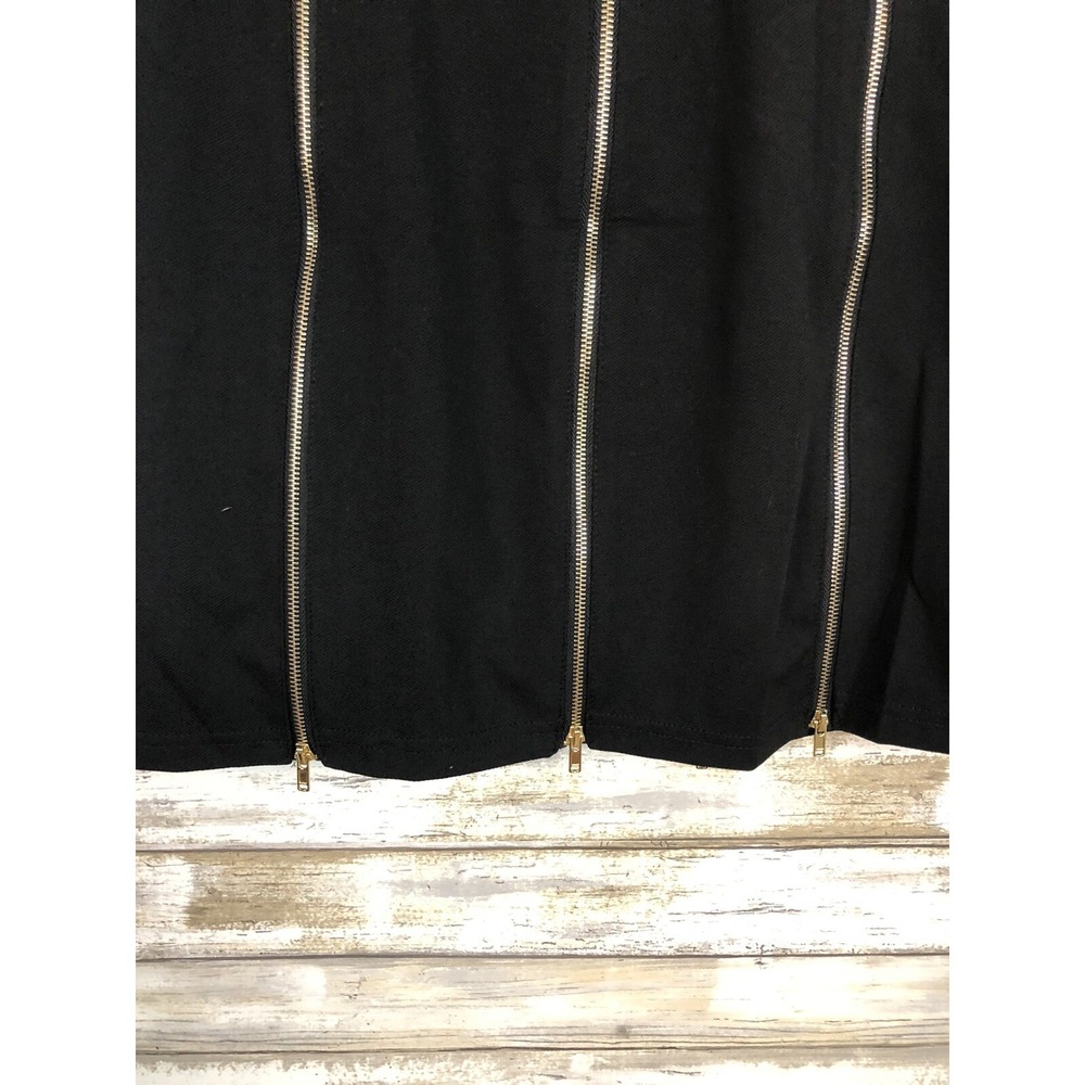 TOV Los Angeles Womens Black Gold Zipper Skirt UK 44, US 14 - Picture 2 of 5